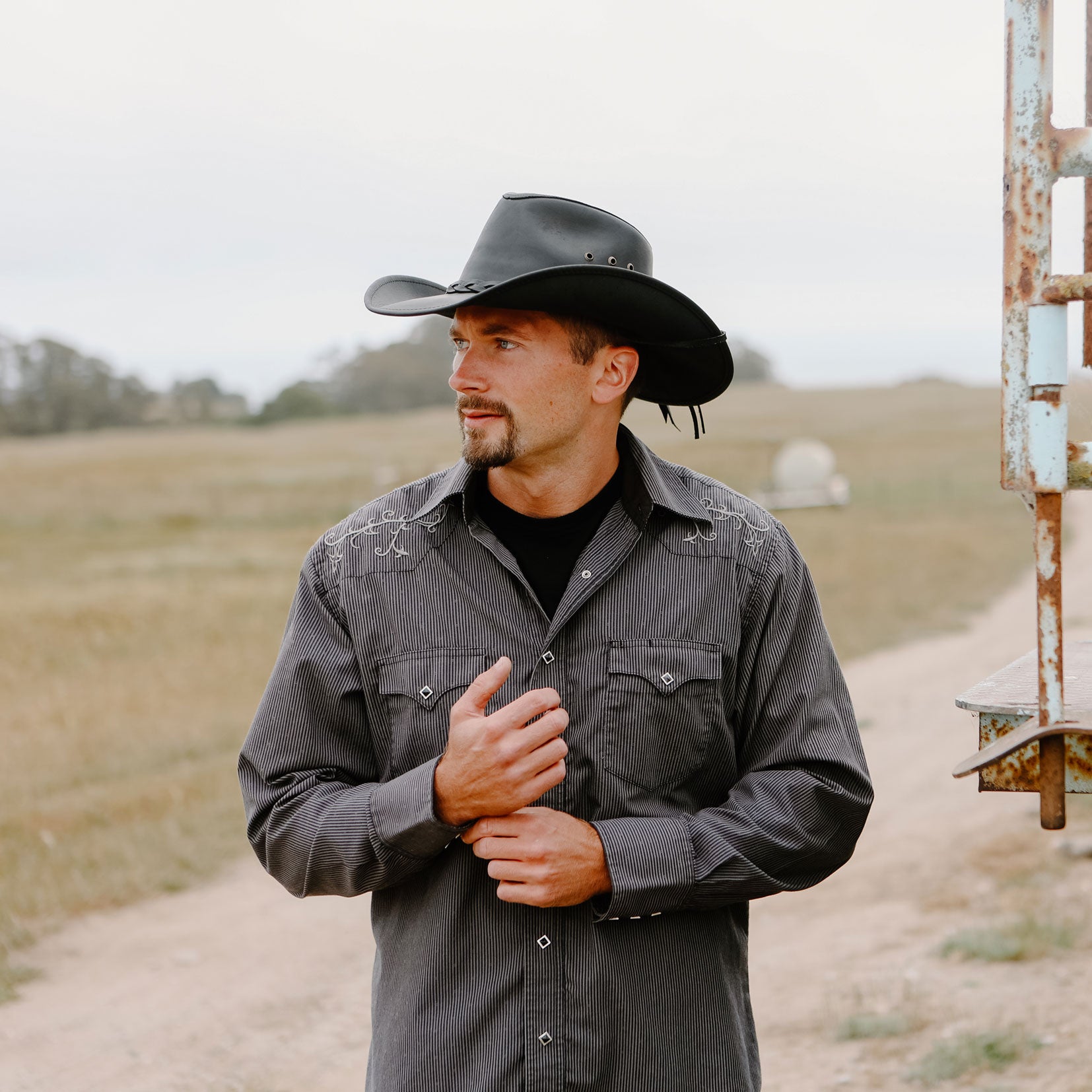 Hollywood - Mens Leather Cowboy Hat