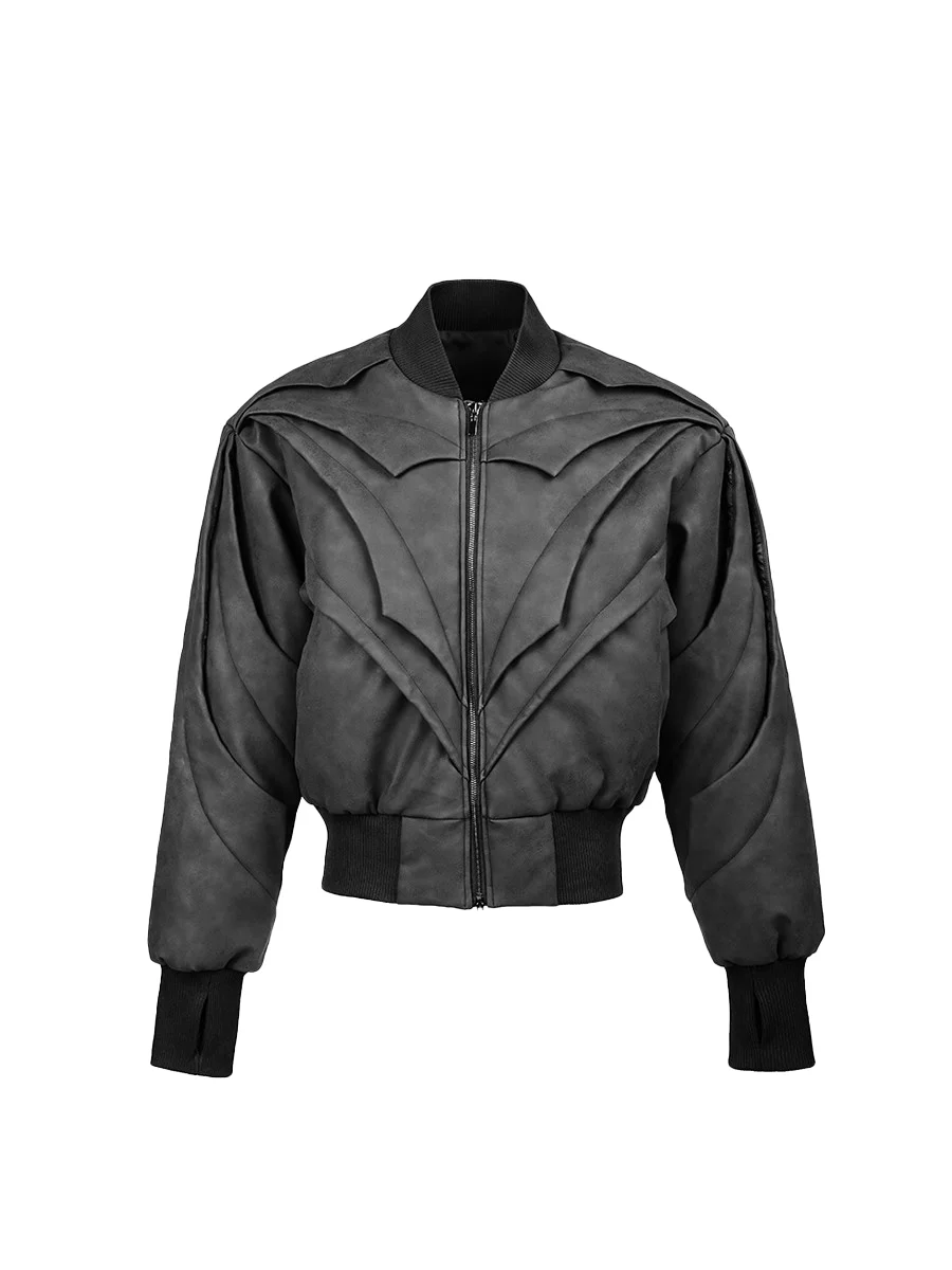 Aonga Spring Autumn Cool Short Matte Distressed Patchwork Pu Leather Bomber Jacket Men Zipper Luxury Designer Clothes 2025 aonga