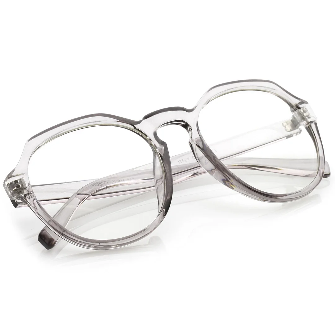 Modern Keyhole Nose Bridge Clear Lens Round Eyeglasses 55mm