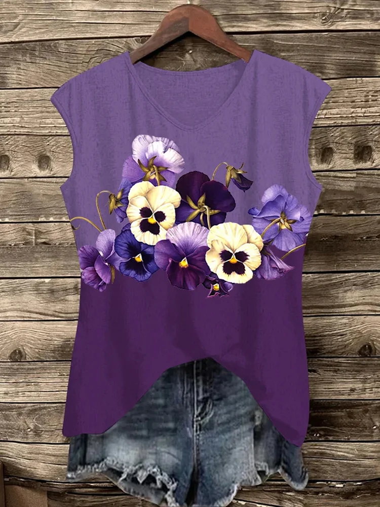 Women's Alzheimer's Floral Print V-Neck Vest