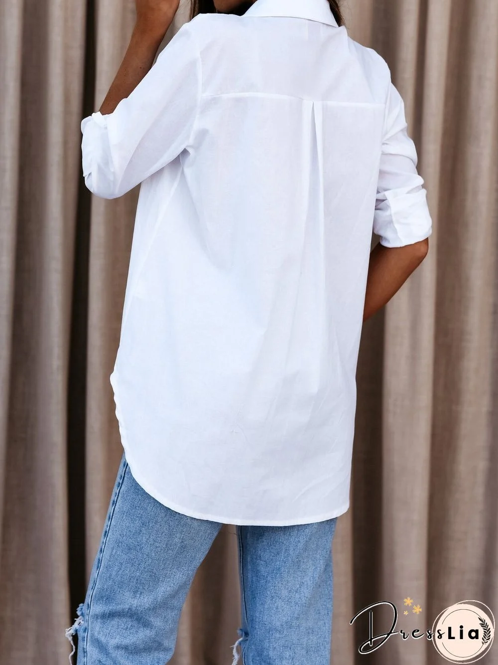 Women's Blouses Simple Long Sleeve V-Neck Button Blouses