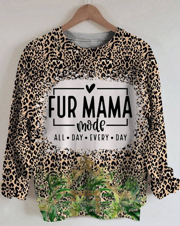 Fur Mama Mode Round Neck Long Sleeve Sweatshirt