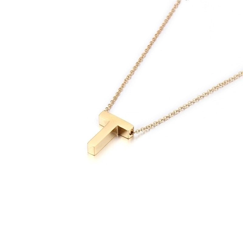 Titanium Steel 18K Gold Plated Fashion Plating Letter Necklace