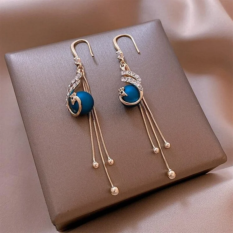 Peacock drop store earrings