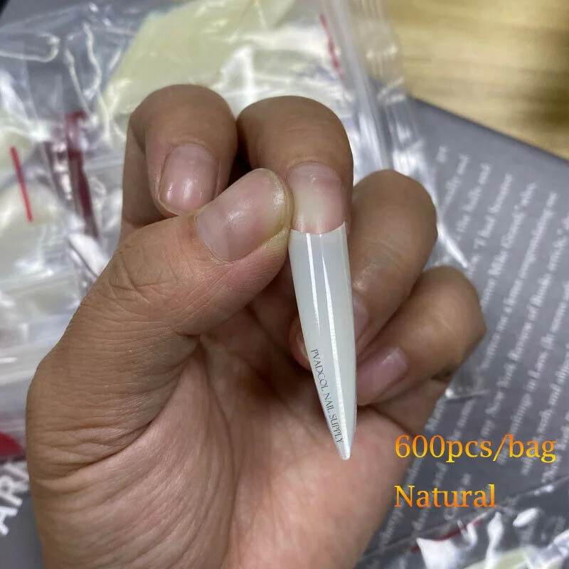 XXL Coffin Nail Tips Half Cover Extra Long C Curve Acrylic Extension Builder False Nails DIY Press On Tips Manicure Salon Supply-Nail Inspo
