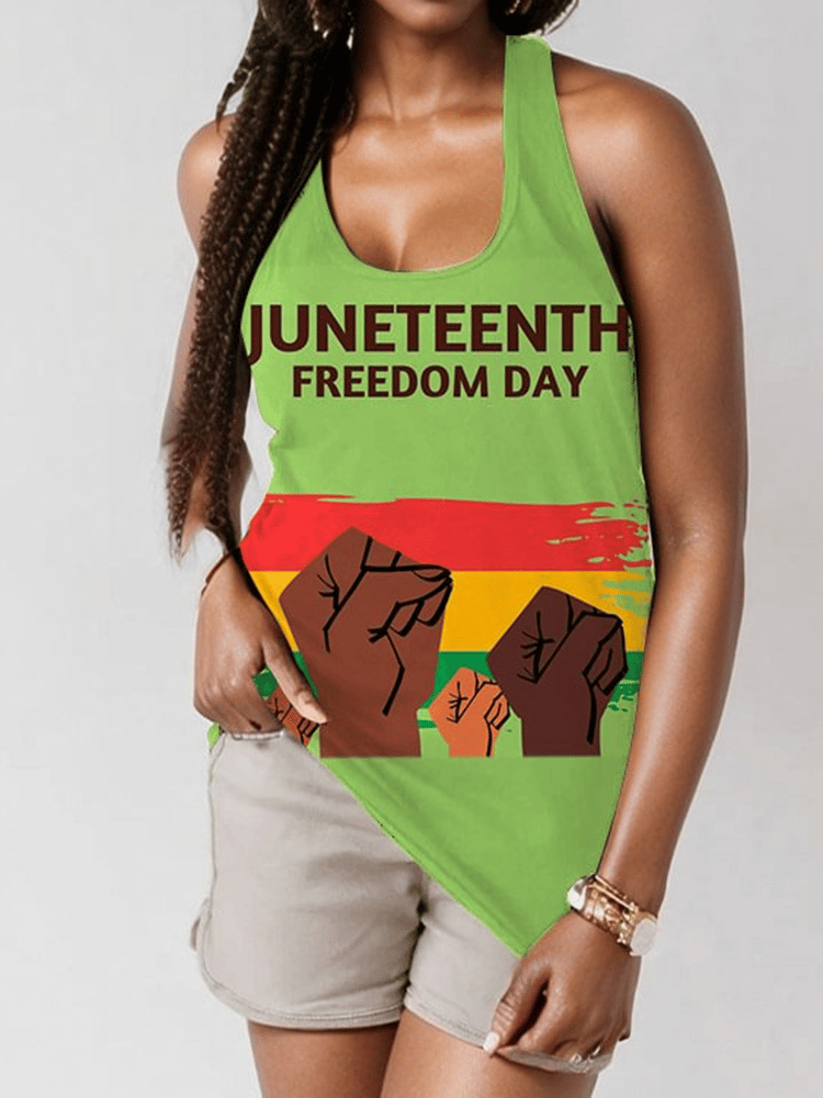 Women's Juneteenth Freedom Day Printed T-shirt 
