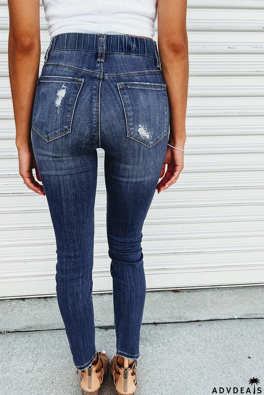 Distressed High Waist Skinny Jeans