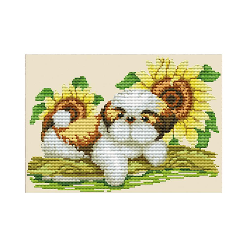 

Dogs in the grid - 11CT Stamped Cross Stitch - 40*29cm, 501 Original