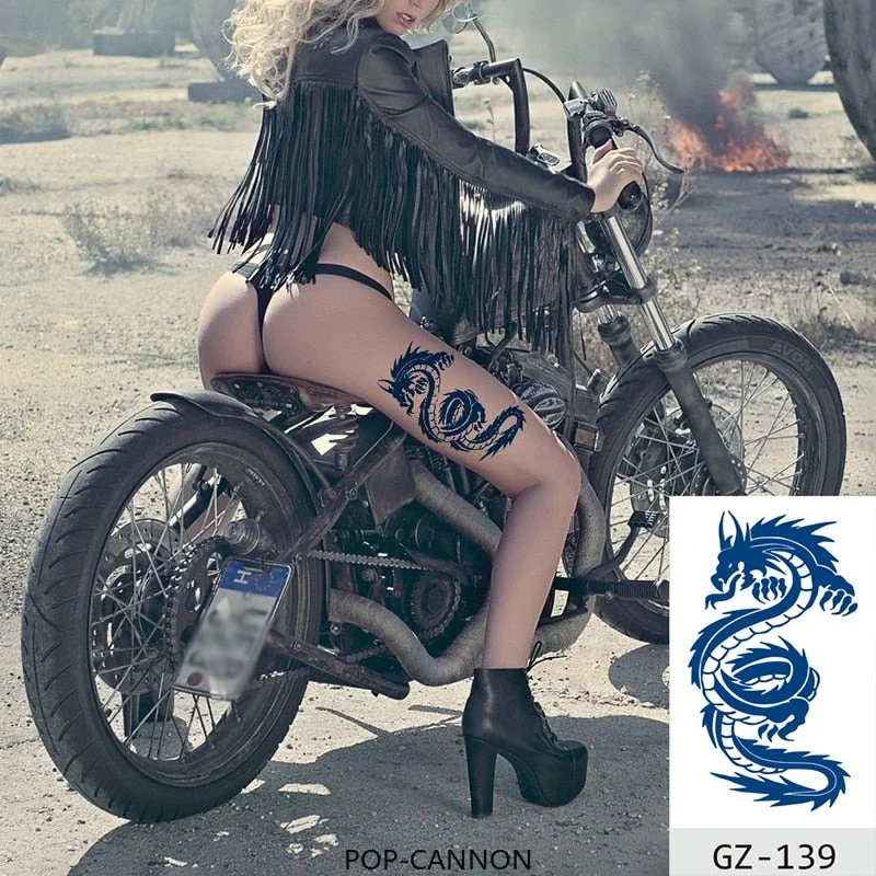 Temporary Tattoos Stickers Dragon Lion Monkey King Juice Ink Lasting Natural Men Womens Arm Body Chest Realistic Art Fake Tatoo