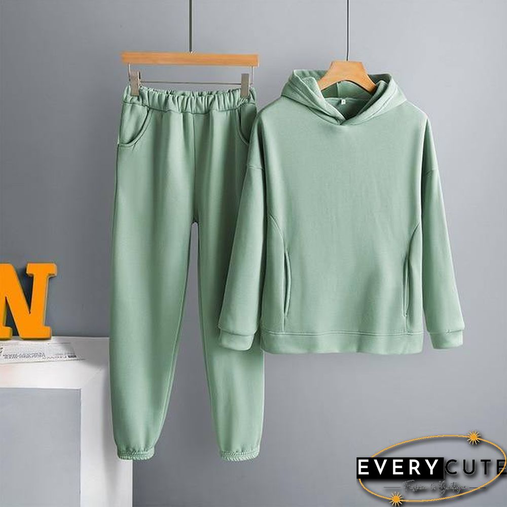 Two Piece Set Casual Fleece Tracksuit Women Winter Women's Sets Oversized Hooded Long Sleeve Hoodie Sport Pants Lady Suit
