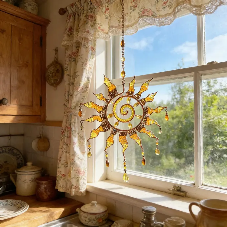 ☀️Sun Spiral Crystal Suncatcher &ndash; Handcrafted Bohemian Light Catcher 