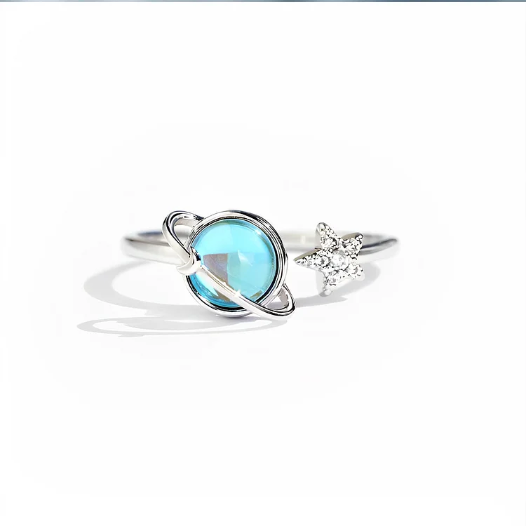 For Daughter - S925 The Darkest Nights Produce The Brightest Stars Spinning Blue Planet Ring