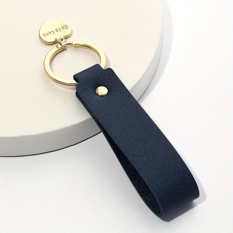 Minimalist Solid Color Pu Leather Women’s Keychain