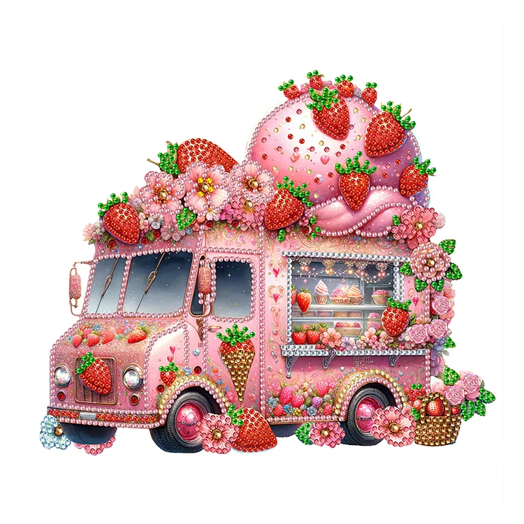 Goblin And Strawberry Ice Cream Truck 30*30CM(Canvas) Special Shaped Drill Diamond Painting gbfke