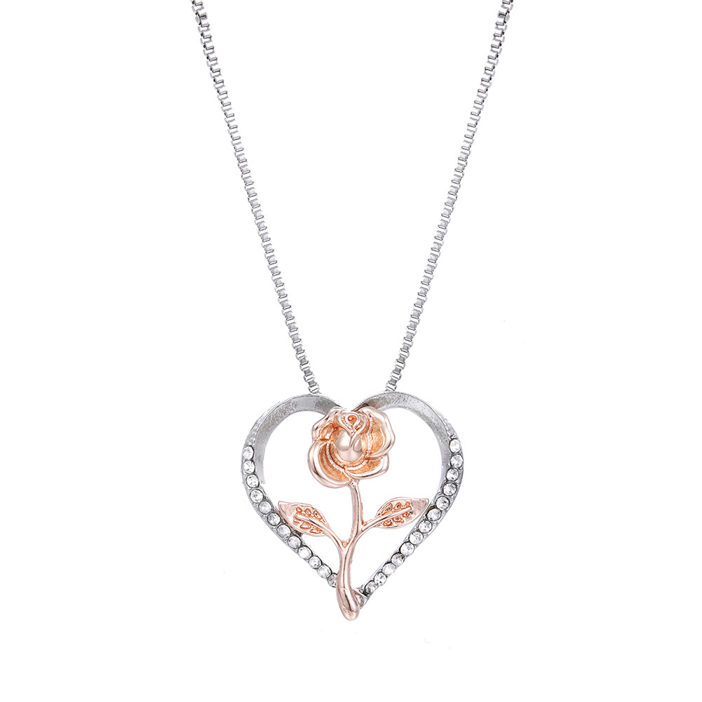 

Zircon Love Heart Rose Women Necklace Valentine Day Pendant Choker Jewelry, 501 Original