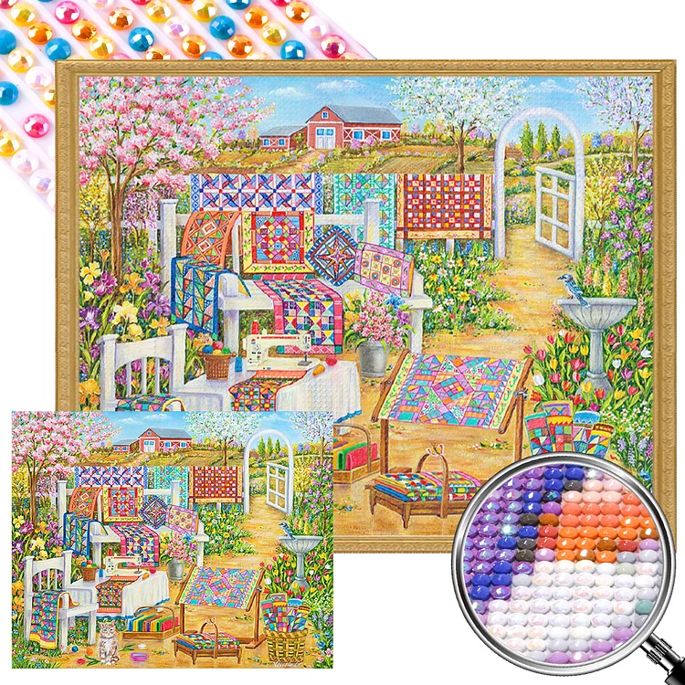 Small Courtyard Scenery 50*40CM(Picture) Full AB Round Drill Diamond Painting gbfke