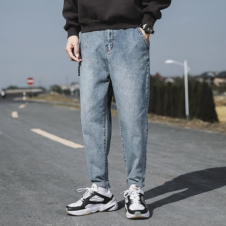 Jeans Men's Overalls Spring and Autumn Straight plus Size Loose Black Trousers Jeans Men Pant