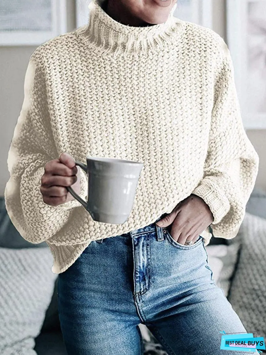 Turtleneck Dropped Shoulder Sweater