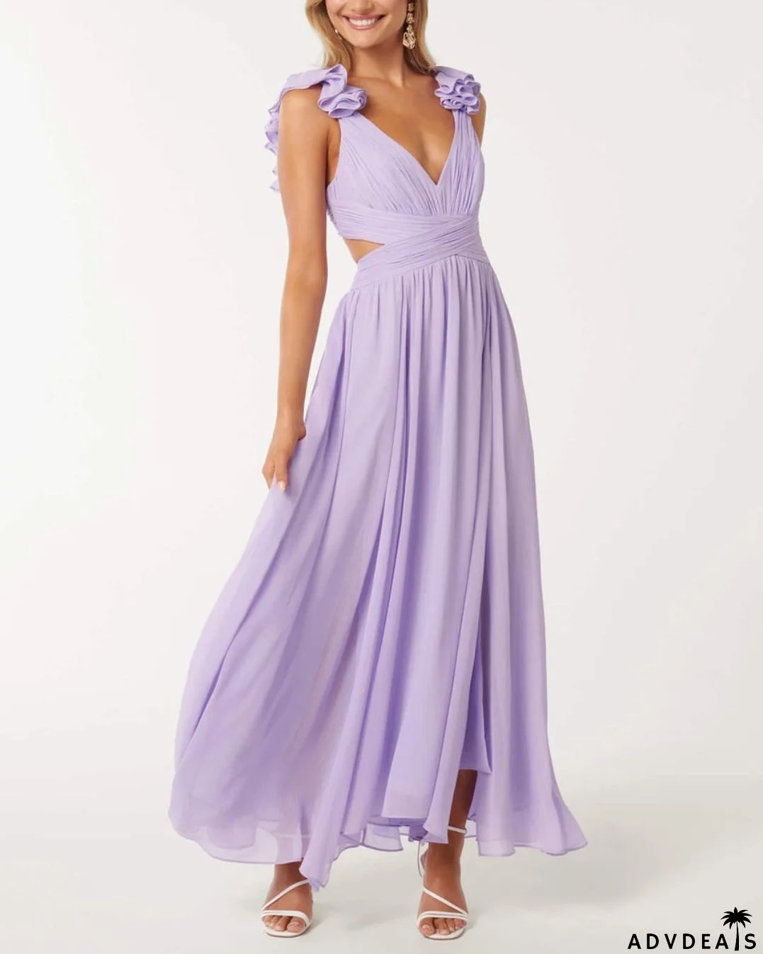 Ruffle Shoulder Maxi Dress