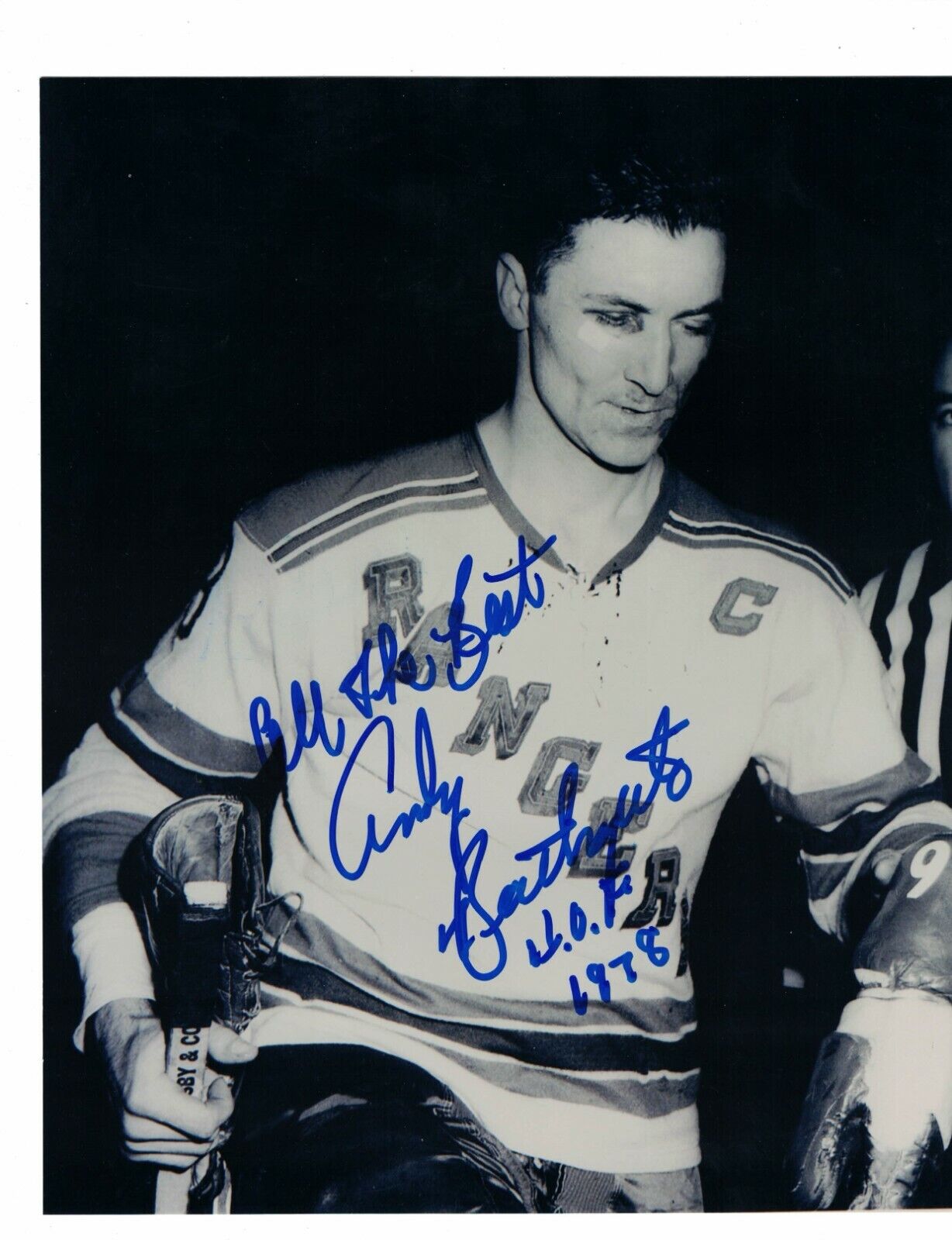 Andy Bathgate New York Rangers Signed 8 x 10