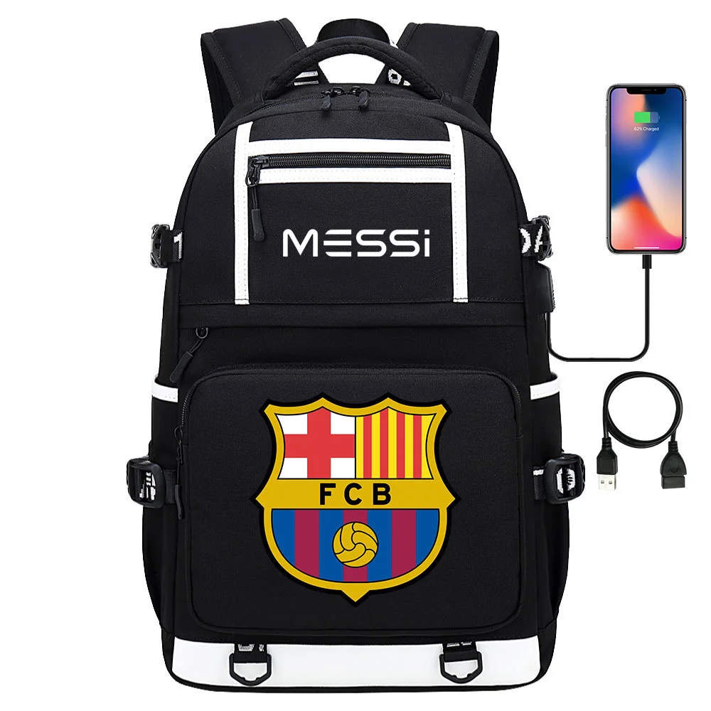 Buzzdaisy Get Your Little Messi Ready for School with our Lionel Messi Theme Backpack – Fits 15-inch Laptop, USB Charging Cable, and Ample Storage Space!