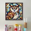 Glass Painting-Owl-11CT Stamped Cross Stitch 40*40cm/15.75*15.75in tapestrymarket