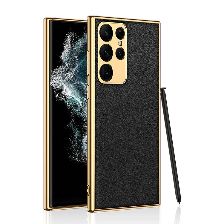 2022 Luxury Leather Camera All-inclusive Electroplating Process Cover For Sumsang Galaxy S22 S21 Ultra Plus