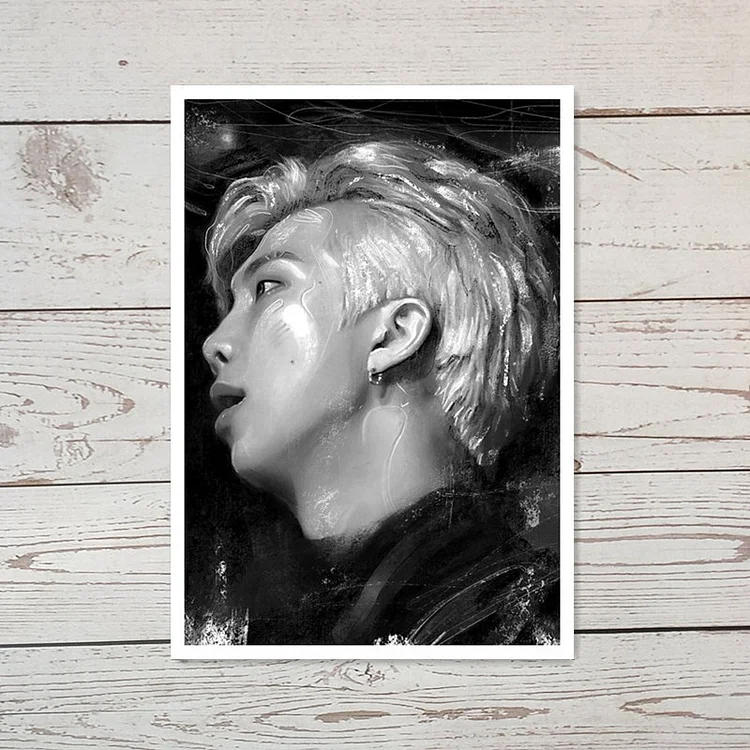 BTS Black & White Photo Oil Painting Poster