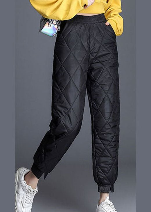 Boutique Black Pockets Fine Cotton Filled Pants Winter CK597- Fabulory