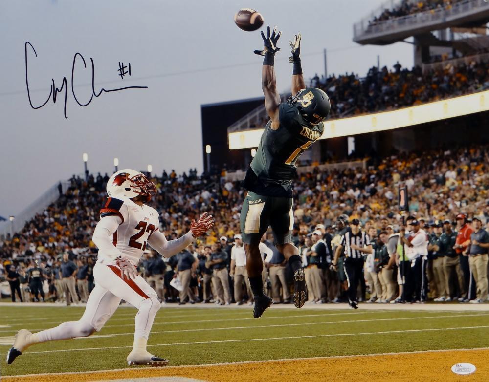 Corey Coleman Autographed Baylor Bears 16x20 Leaping Catch Photo Poster painting- JSA W Auth