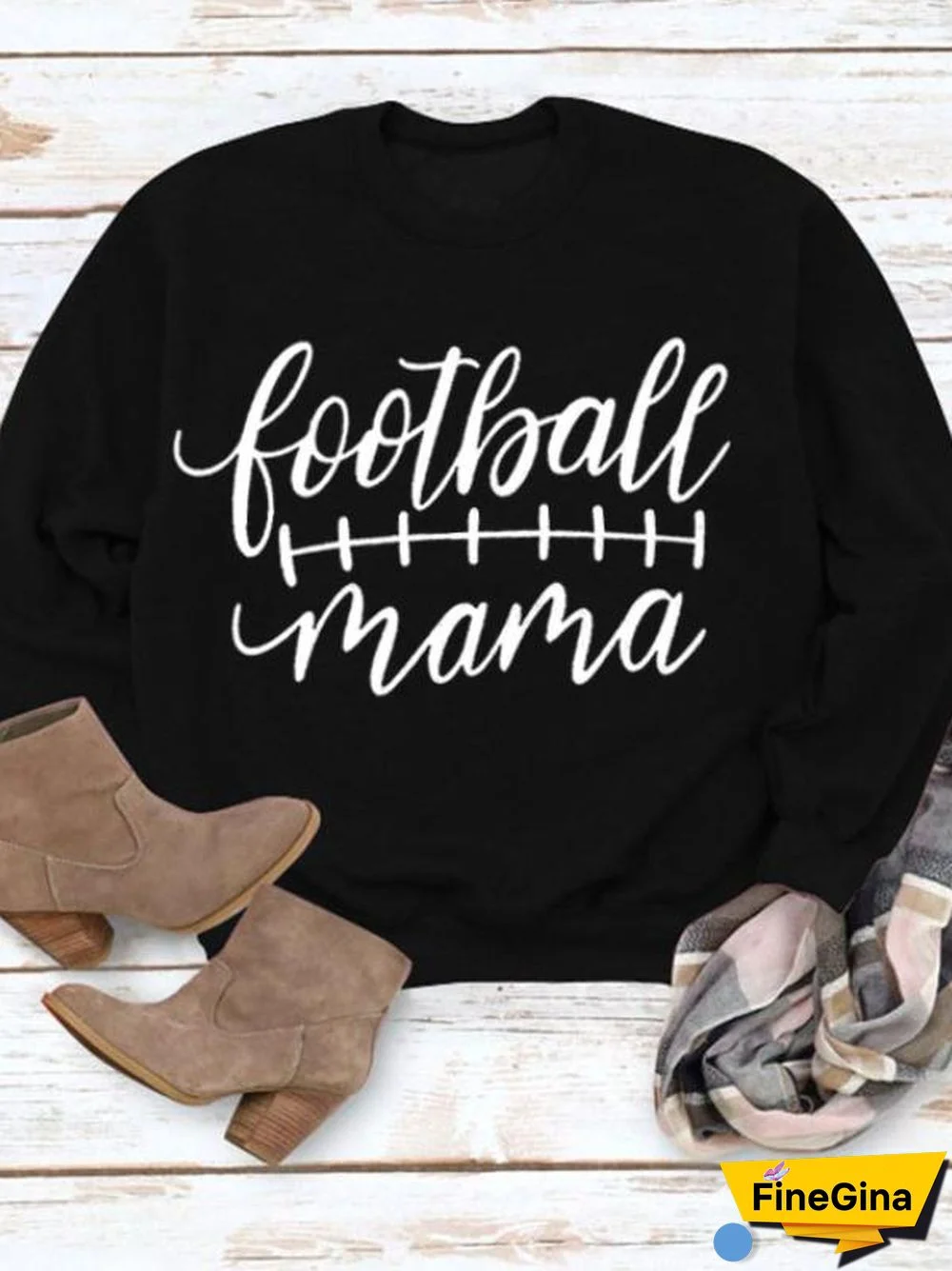 Football Mama Printed Loose Women Tops