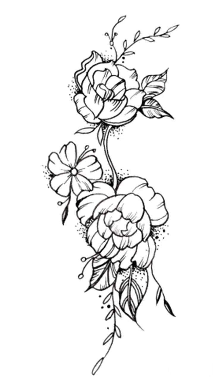 Tattoo Sticker Art Black White Drawing Little Element Small Triangle wave flower mountain Water Transfer Temporary Fake tatoo