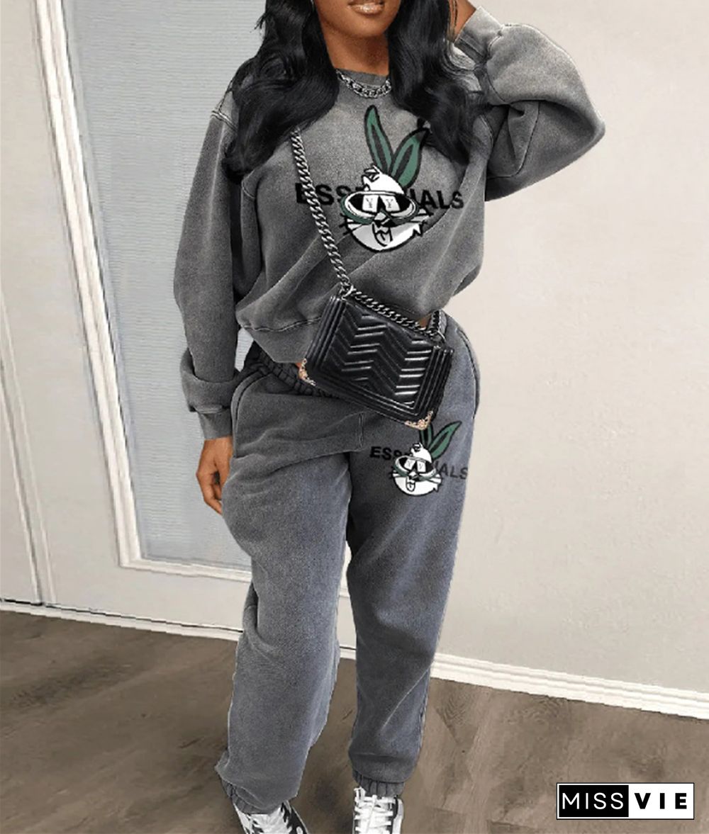 Winter Clothes Loose Sweatshirt and Pants Tracksuit