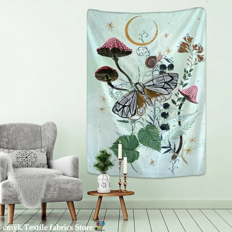 Nordic Psychedelic Butterfly Tapestry Wall Hanging Bohemian Hippie Witchcraft Tarot Science Fiction Room Home Decor