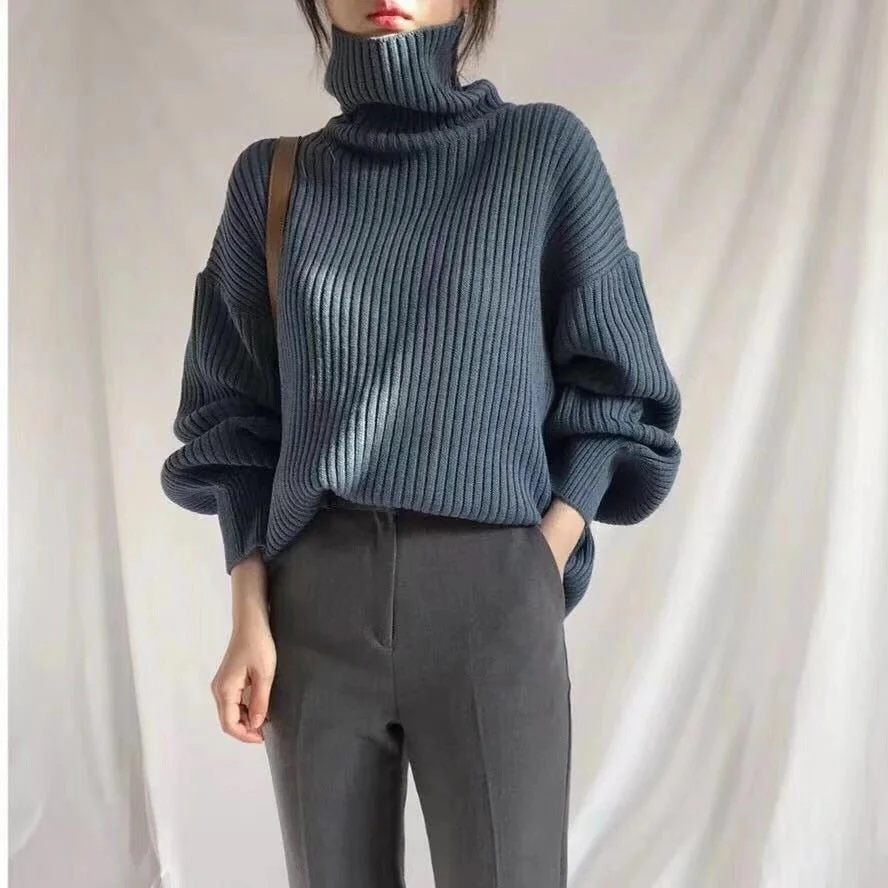 Billlnai Turtleneck New Winter Sweater Women Pullover Girls Tops Knitting Vintage Autumn Female Knitted Outerwear Warm Sweaters Oversize