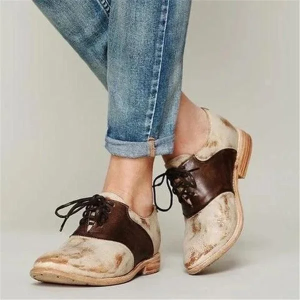 Casual Round Toed Plain Color Block Flat Shoes