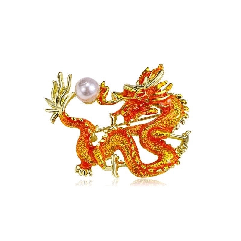 Retro Pin Animal Dragon Alloy Enamel Rhinestones Unisex Brooches
