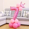10PCS Blue Pink Party 0 - 9 Numbers Aluminum Film Latex Balloons Birthday Anniversary Decors