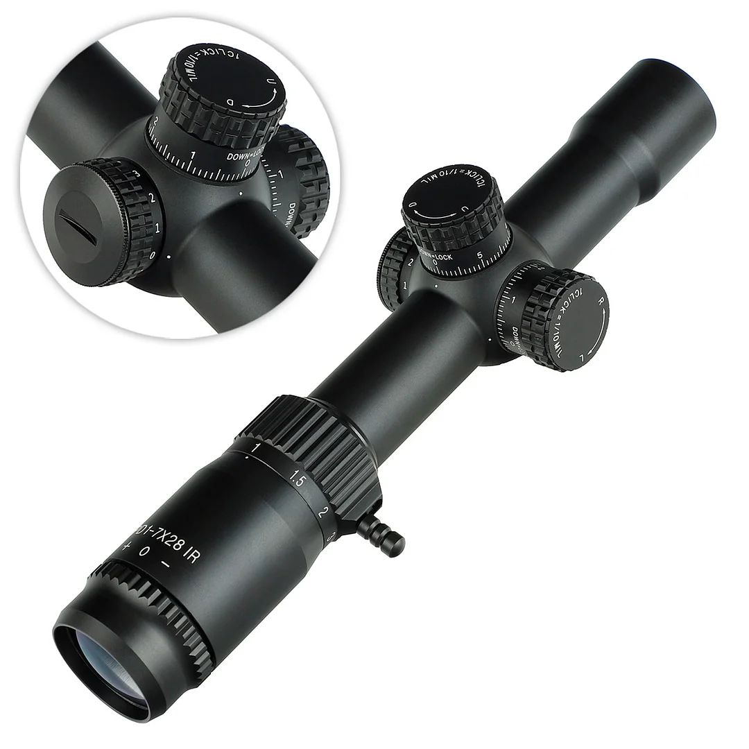 ohhunt® 1-7X28 IR 30MM SFP Red Illuminator Long Eye Relief Scope