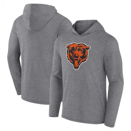 Men's Chicago Bears Heather Gray Primary Logo Long Sleeve Hoodie T-Shirt CZS6