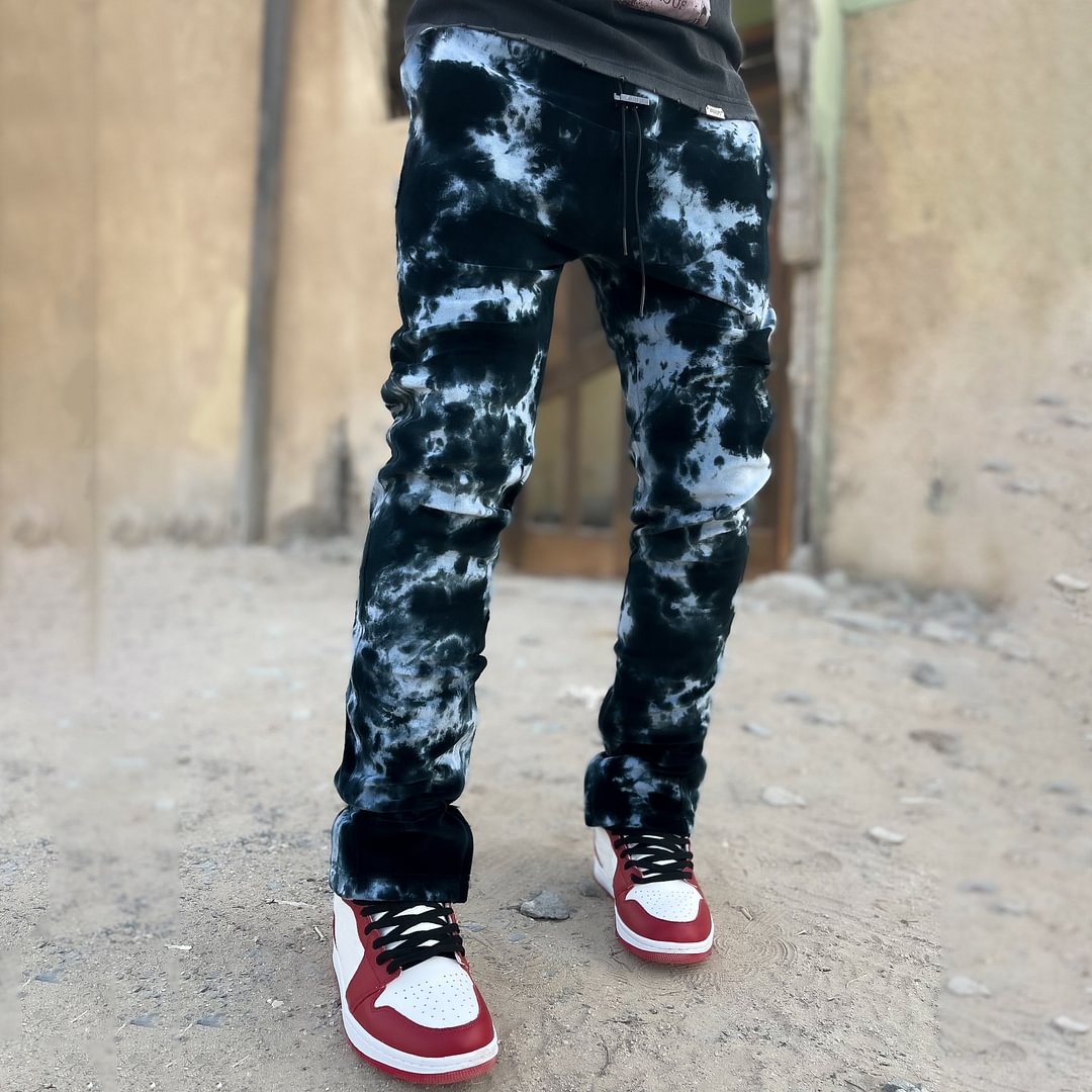 Retro fashion statement tie-dye trousers