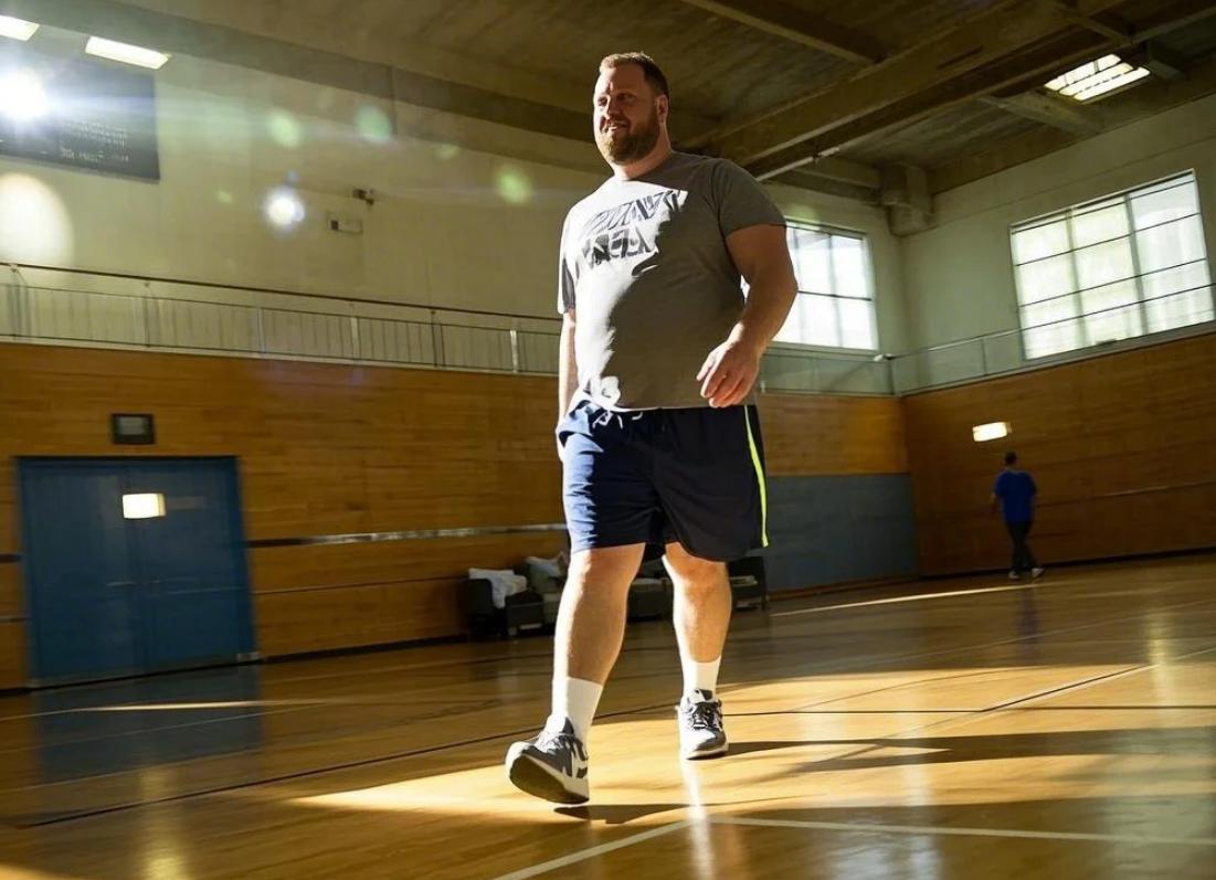 A man palying basketball in his shorts