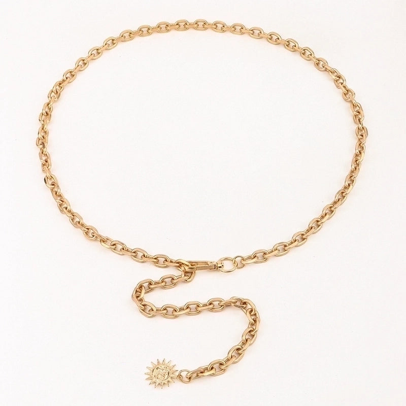 Minimalist Geometric Solid Color Metal Women’s Chain Belts