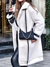 Fashion Plush Solid Color Lapel Collar Long Sleeves Coat