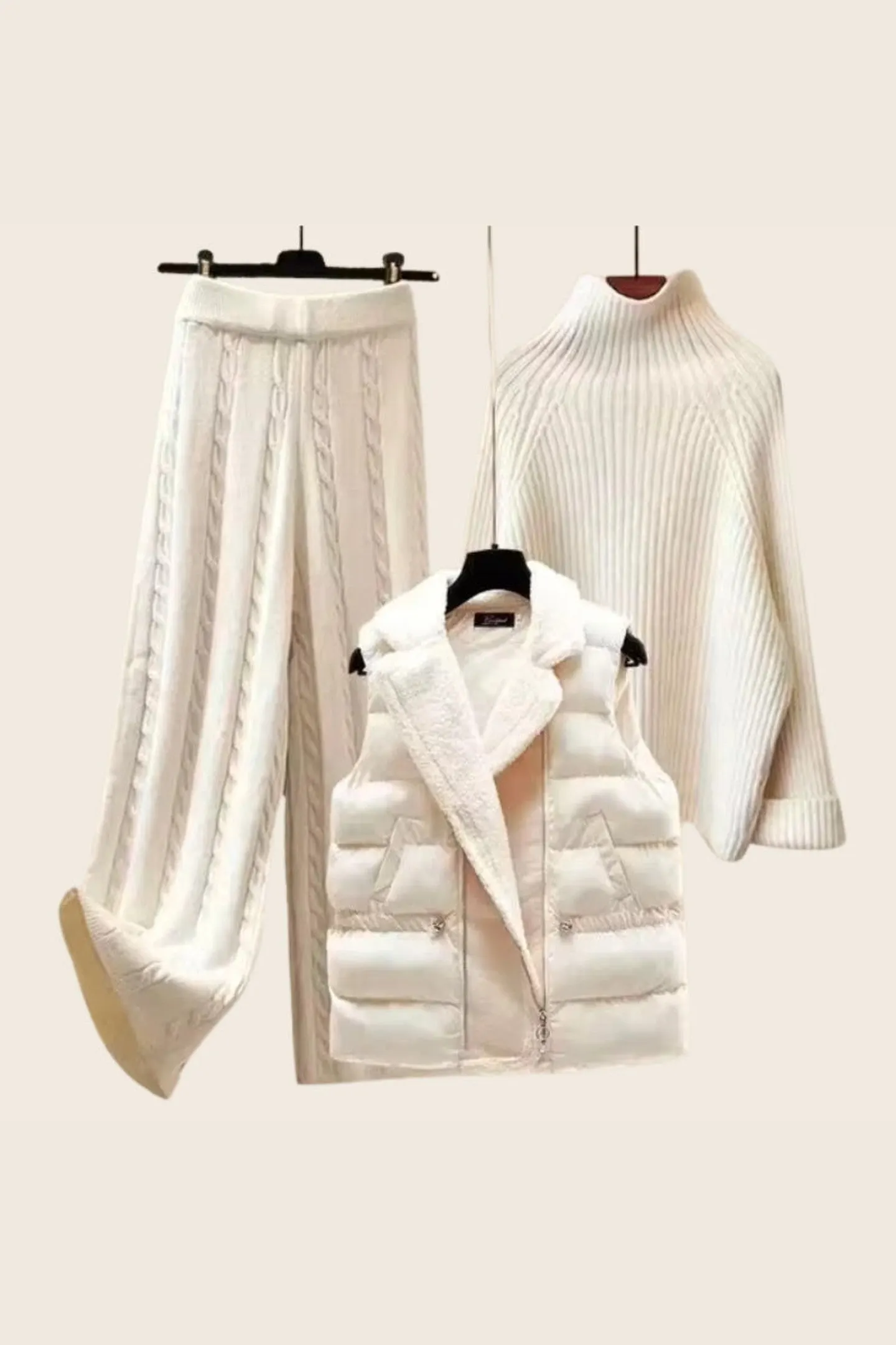 Women's Cotton Knitted Three-Piece Set &ndash; Relaxed Loungewear