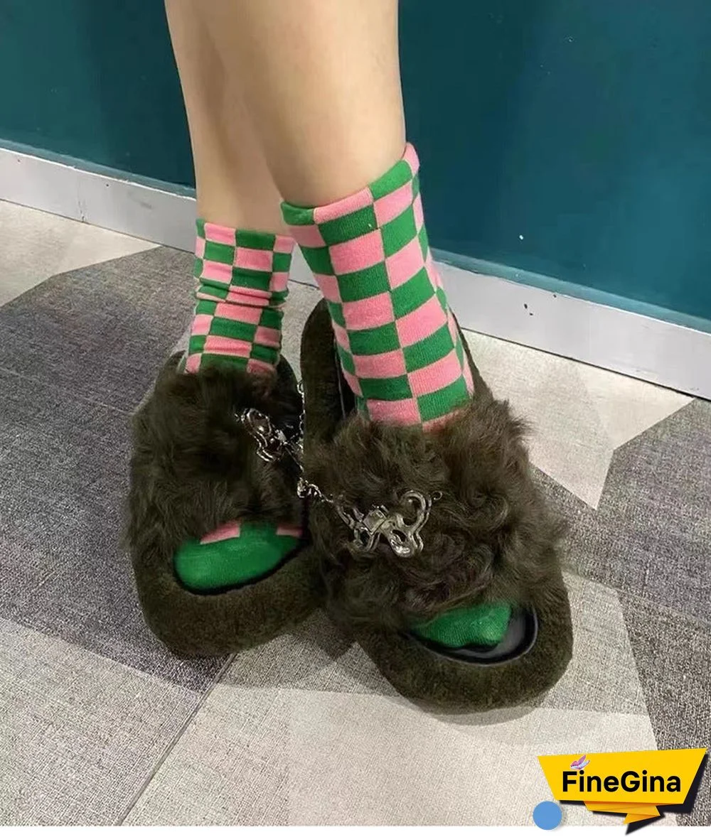 Women's Casual Solid Color Butterfly Open Toe Flat Sole Plush Slippers