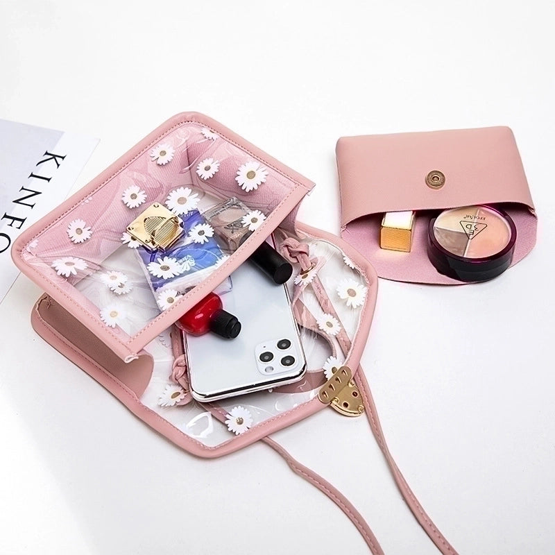 Women’s Large All Seasons Tpu Pu Leather Daisy Vintage Style Square Lock Clasp Shoulder Bag