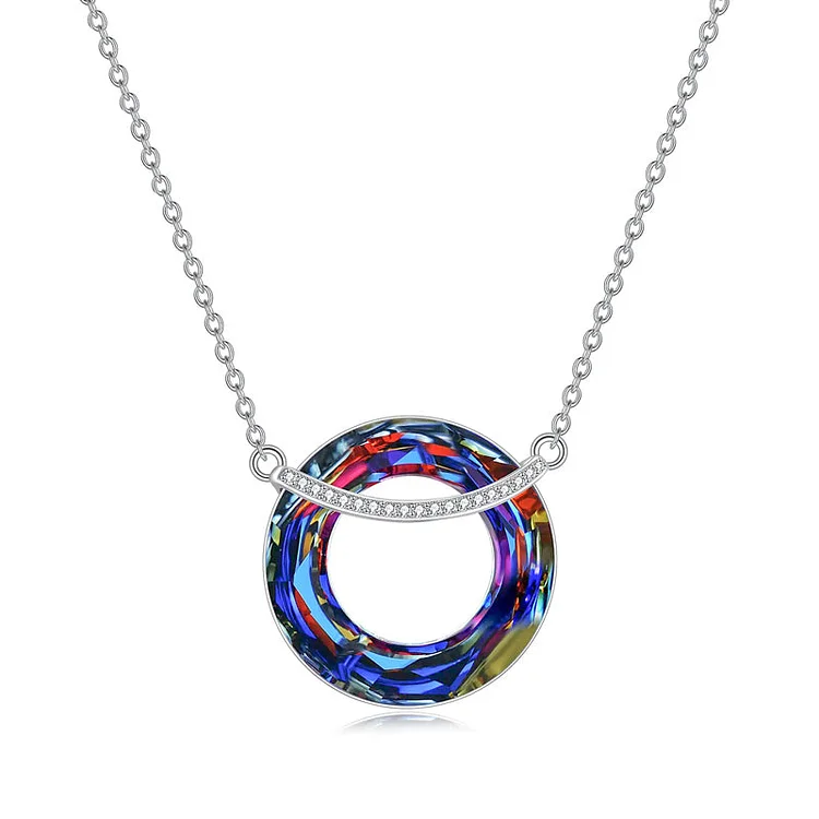 For Mother/Daughter S925 Mothers of Daughters are Daughters of Mothers Circle Crystal Necklace