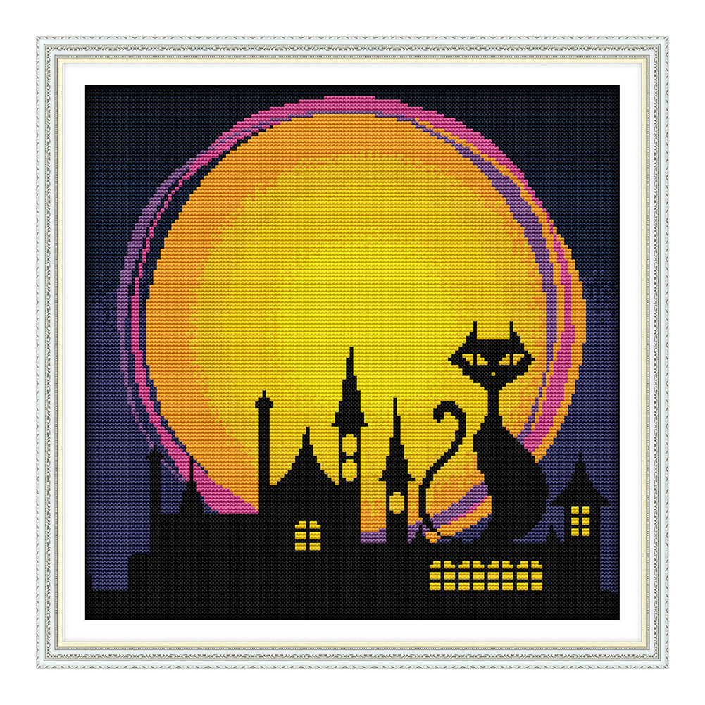 

Halloween Night - 14CT Stamped Cross Stitch - 34*34CM, 501 Original