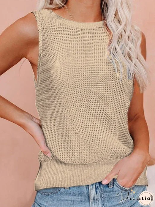 Women's Tank Tops Waffle Deep V-Neck Bare Back Tank Top